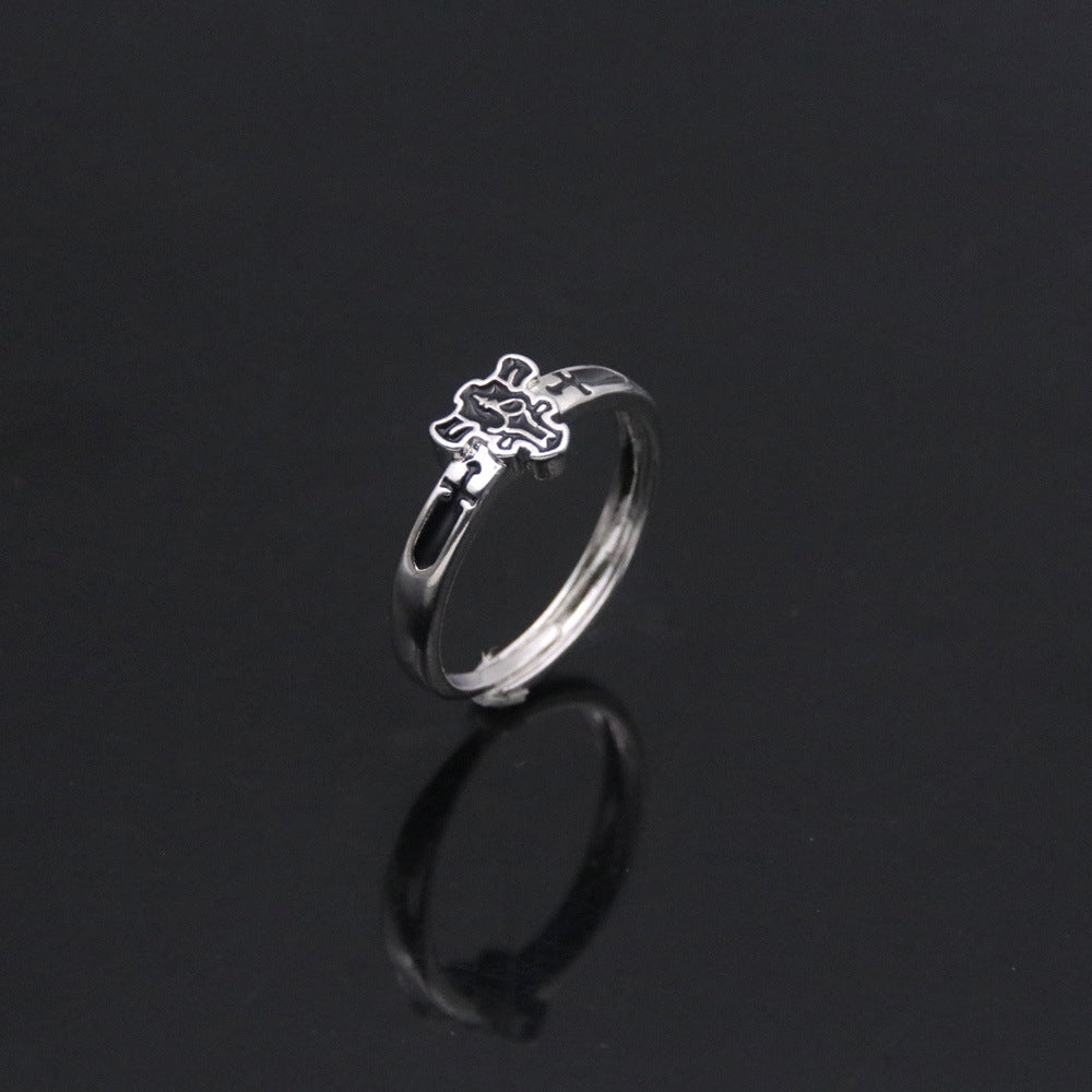 Unisex Adjustable Alloy Ring Cartoon Character Parthenocissus Grass Style Trendy Accessory Daily Fashion Style