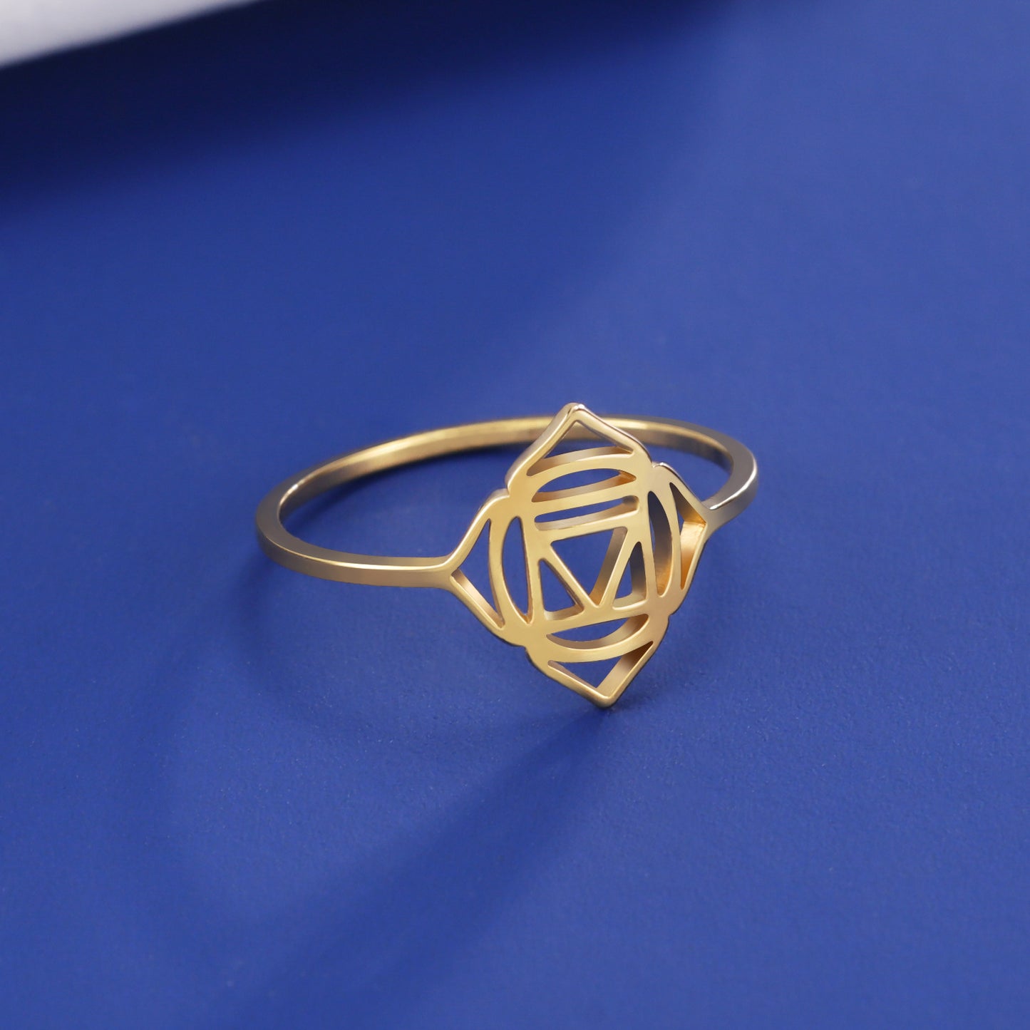 Unisex Titanium Ring Datura Flower Design Plated Chakra Symbol Jewelry Steel Ring 6 7 8 9 10 11 Elegant Design