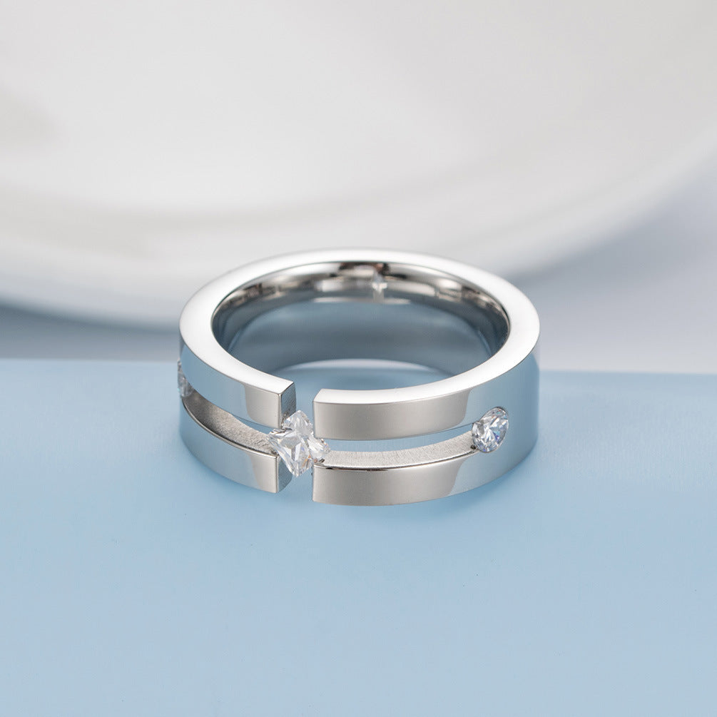 Unisex Titanium Ring Geometric Square Polished Minimalist