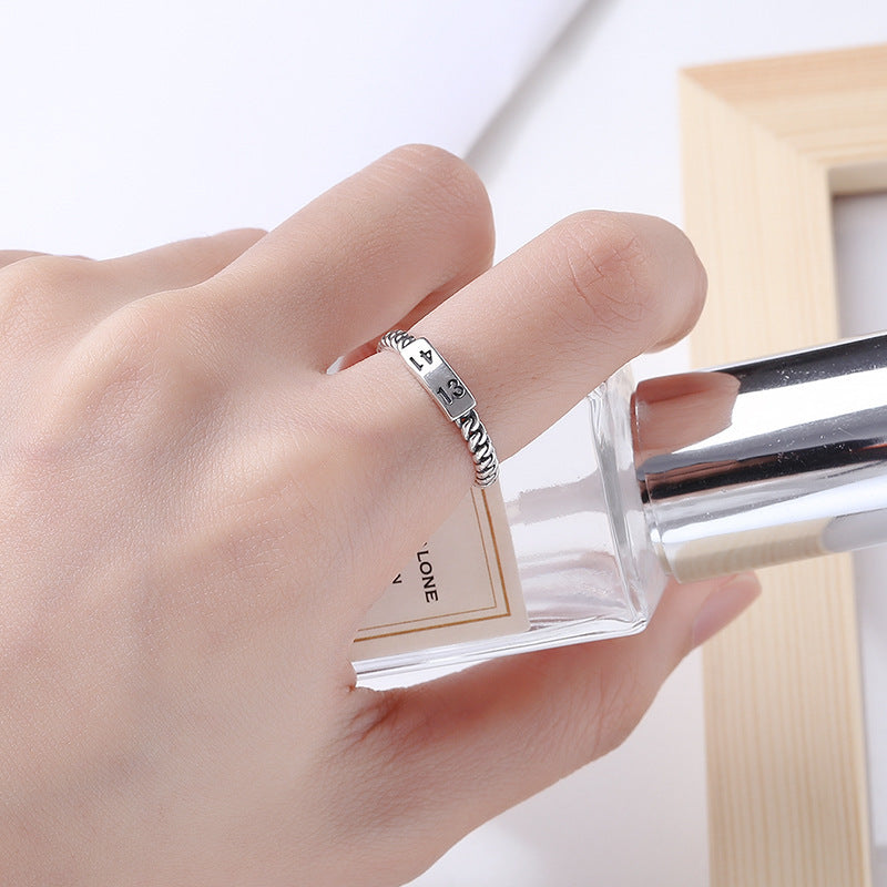 Womens 925 Silver Ring Simple Weaving Twist Band Adjustable Opening Ring Fashion Jewelry Gift for Her Everyday Use