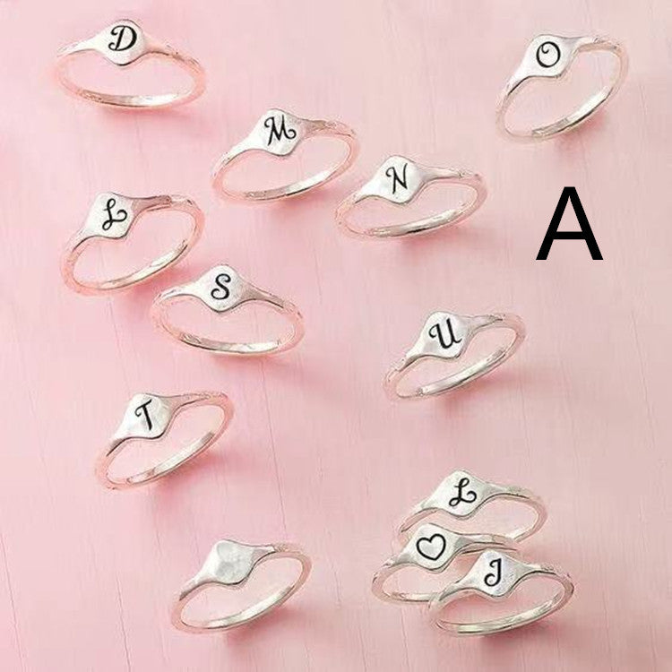 Unisex Adjustable Initial Letter Rings Copper Alphabet Ring Electroplated Individually Packed Fashion Jewellery