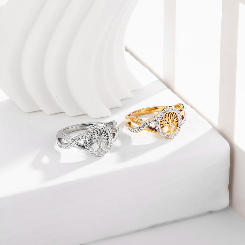 Unisex Titanium Steel Ring Hollow Open Mouth Electroplated Fashion Jewelry Durable Color Retention Modern Accessory