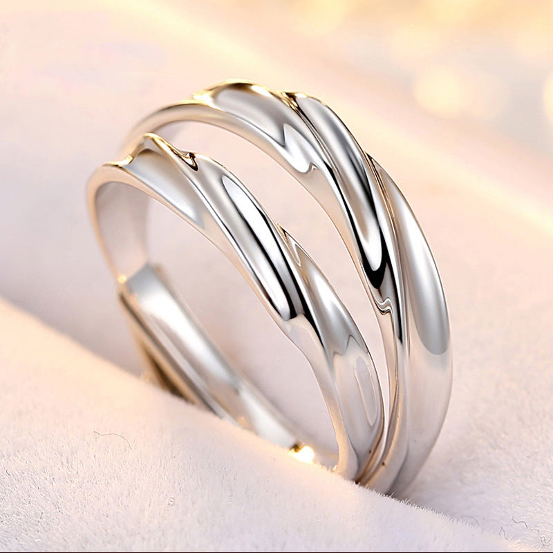 925 Sterling Silver Ring Mobius Strip Couple Ring Simple Band for Men and Women Promise Ring Wedding Ring Engagement Ring Anniversary Gift