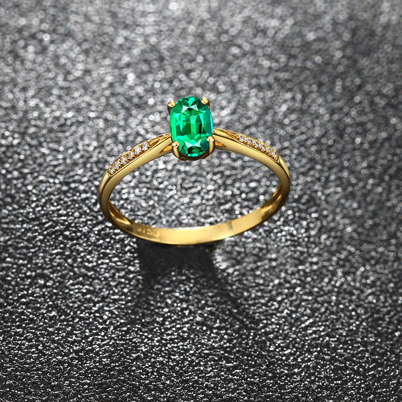 Emerald Ring Adjustable Copper Ring Sterling Silver Gem Inlay Individually Packed Gift For Women Fashion Rhinestone