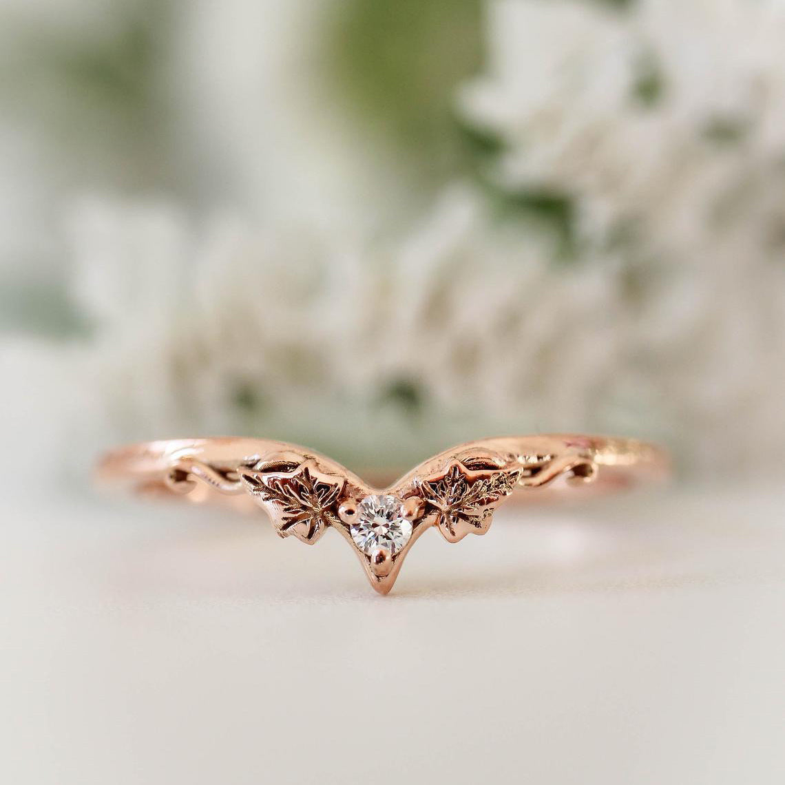 Womens Rose Gold Plated Diamond Inlaid Geometric Engagement Ring Copper Jewelry Elegant Gift For Anniversary Gift