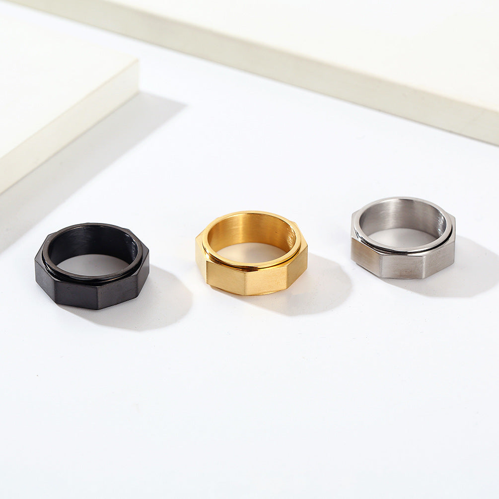 Octagon Nut Titanium Steel Rotating Decompression Ring Unisex Jewelry Size 7 8 9 10 11 12 Stylish Unisex Accessory