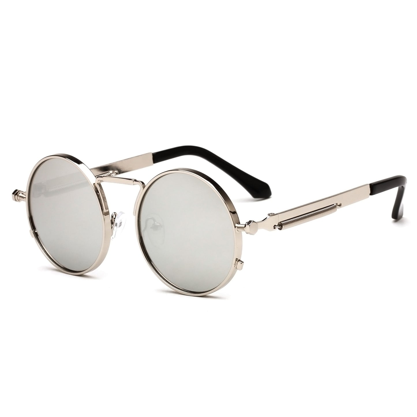 Round Sunglasses With Metal Frame Spring Design And AC Lenses For Men And Women Gray Green Black Brown Lens Choices