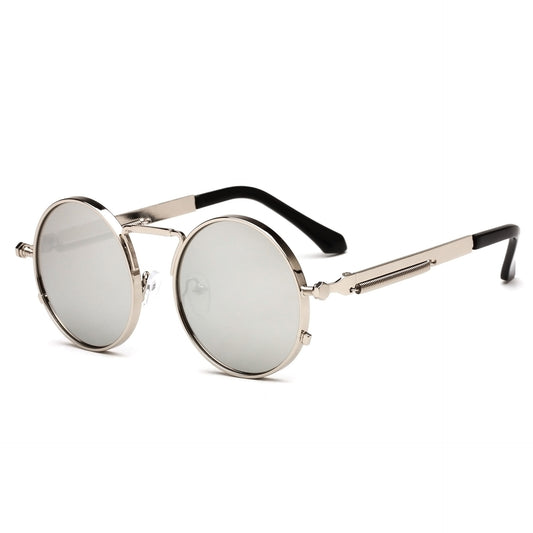 Round Sunglasses With Metal Frame Spring Design And AC Lenses For Men And Women Gray Green Black Brown Lens Choices