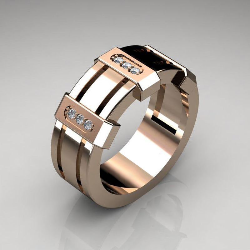 Men Ring Copper Zircon Band For Daily Wear European American Trend Jewelry Accessory Durable For Everyday Uses