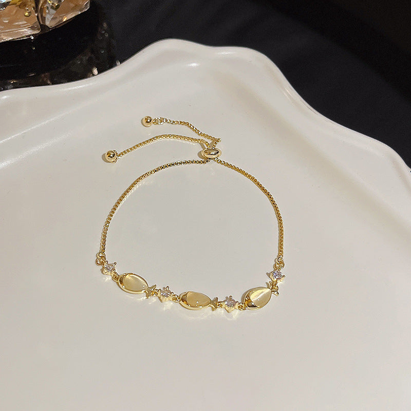 Womens Copper Bracelet With Zircon Flower Pearl Elegant Electroplated Bracelet Affordable Jewelry Gift For Her