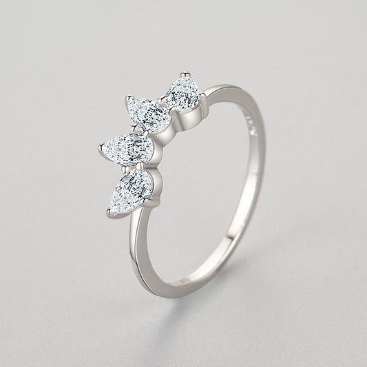 Korean Design Crown Ring Electroplated Silver Elegant Drop Shape For Women 925 Ring Minimalist Gifting For Her