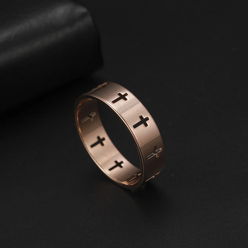 Stainless Steel Hollow Cross Ring For Men And Women Unisex Religious Jewelry Cross Band Ring With Timeless Design