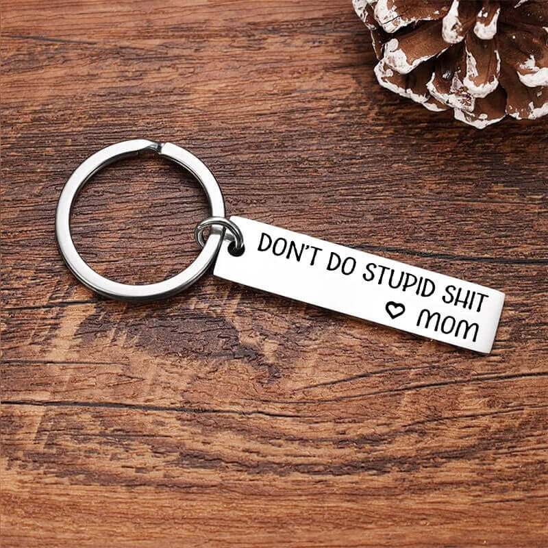 Durable Titanium Steel Keychain Key Card Novelty Present Dont Do Anything Stupid Keyring Christmas Gift Halloween
