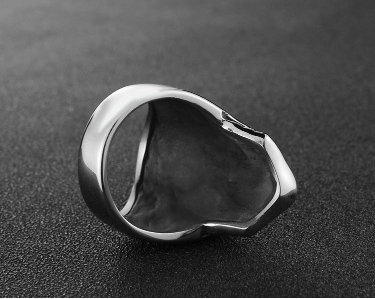 Mens Skull Ring Titanium Steel Silver Color Punk Ring Personality Biker Ring Cool Fashion Jewelry Gift for Him