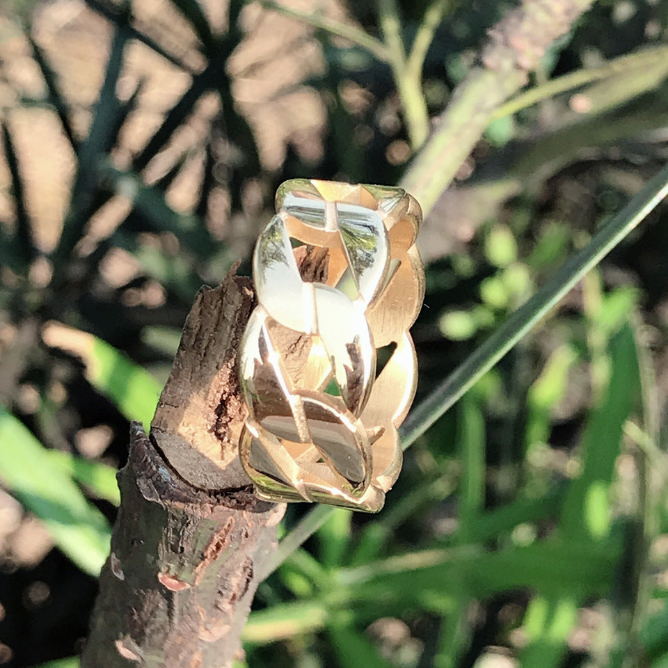 Stainless Steel Hollow Chain Ring Titanium Jewelry Unisex Fashion Accessory Geometric Modern Design Smart Look