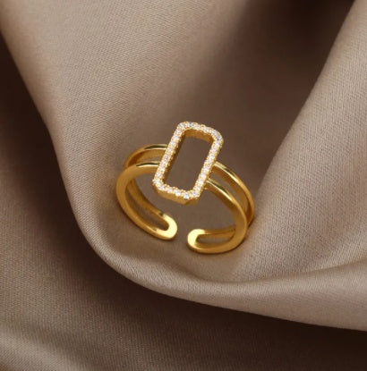 Geometric Copper Ring With Bee Design European American Fashion Statement Jewelry Fishbone Ring Golden Elegant