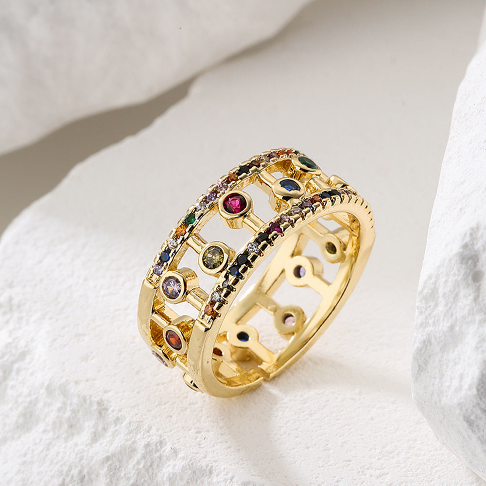 Womens Geometric 18K Gold Plated Copper Ring Abstract Design Jewelry Fashion Statement Beautiful Modern Accent