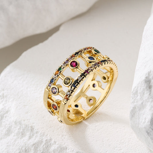 Womens Geometric 18K Gold Plated Copper Ring Abstract Design Jewelry Fashion Statement Beautiful Modern Accent