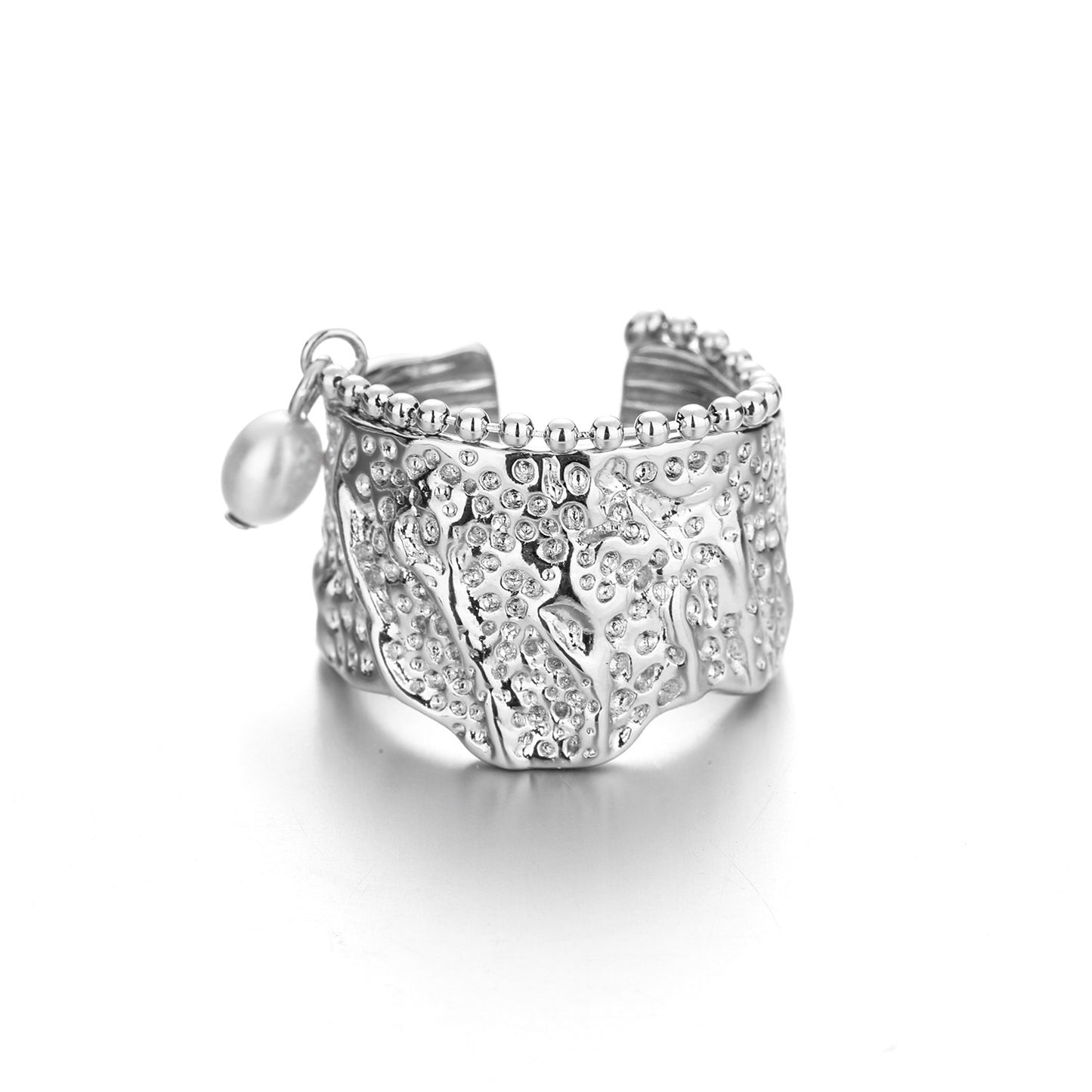 Womens Copper Ring With Pearl Inlay Pearl Korean Geometric Ring Irregular Index Finger Pearl Ring Fashion Ring