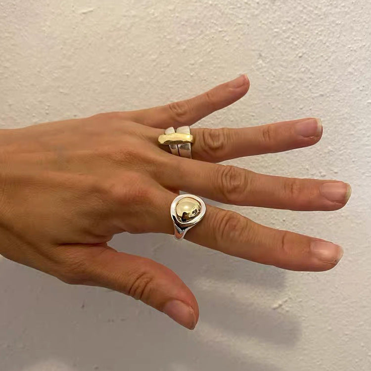 Womens Irregular Geometric Ring In Gold And Silver Tone Electroplated Metal Jewelry For Fashion Statement Accessory