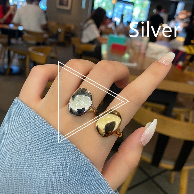 Womens Adjustable Ring Silver Electroplated Geometric Ring Glossy Finish Simple Ring All Match Niche Ring Design