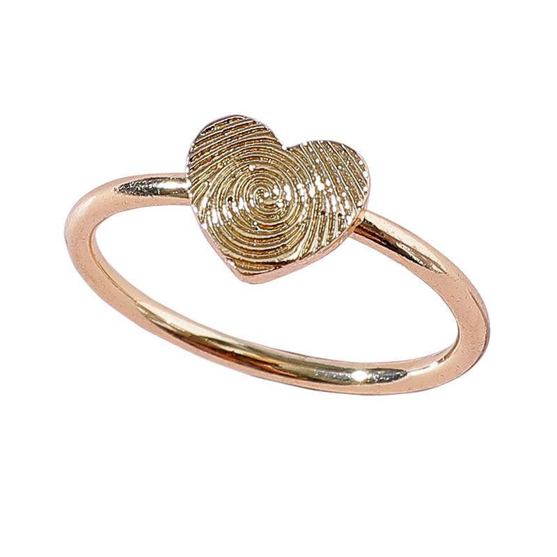 Womens Gold Ring With Agate Stone Geometric Design Alloy Inlay Fingerprint Heart Ring For Fashion Jewelry Gift