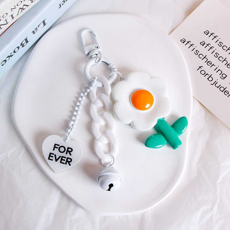 Resin Flower Keychain Heart Ornament Cute Accessory For Girls And A Durable Key Ring With Charming Decoration Hanging