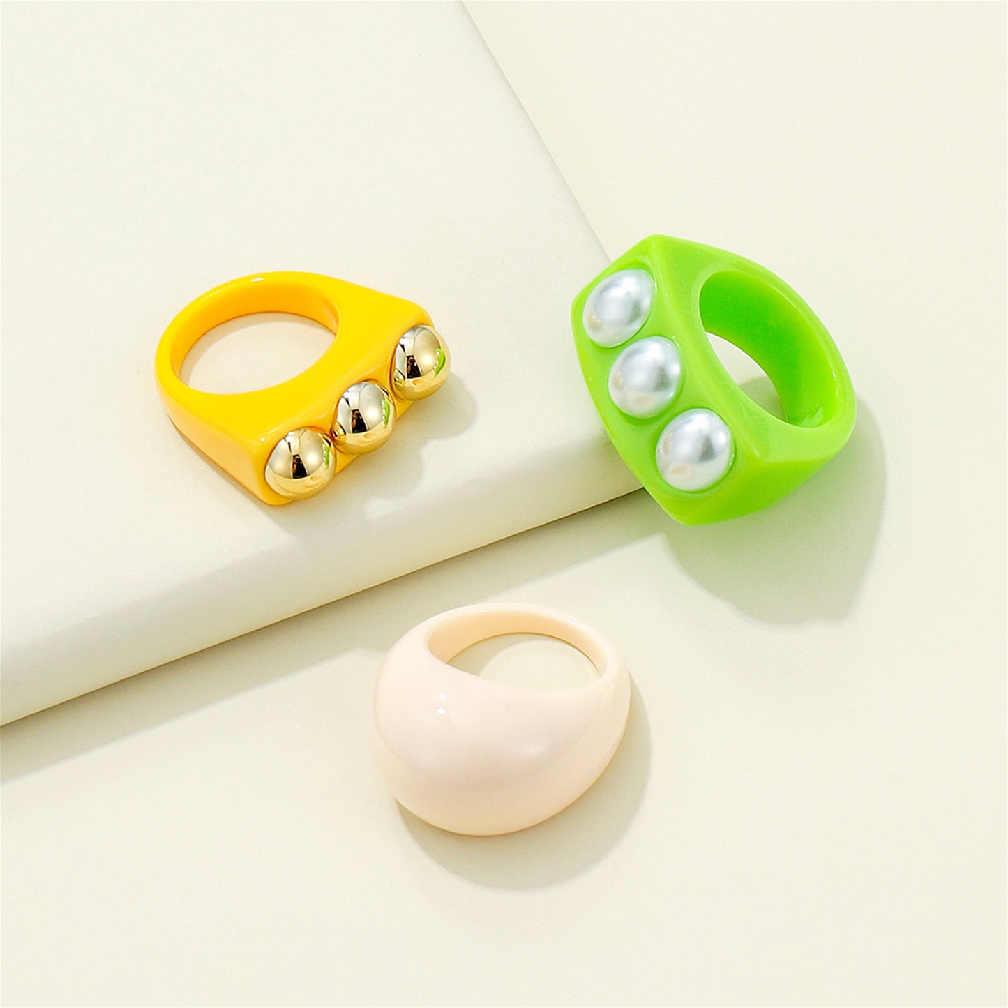 Womens Acrylic Geometric Chunky Rings Set 3 Piece Fashion Statement Jewelry For Daily Wear Gift Sets Daily Use