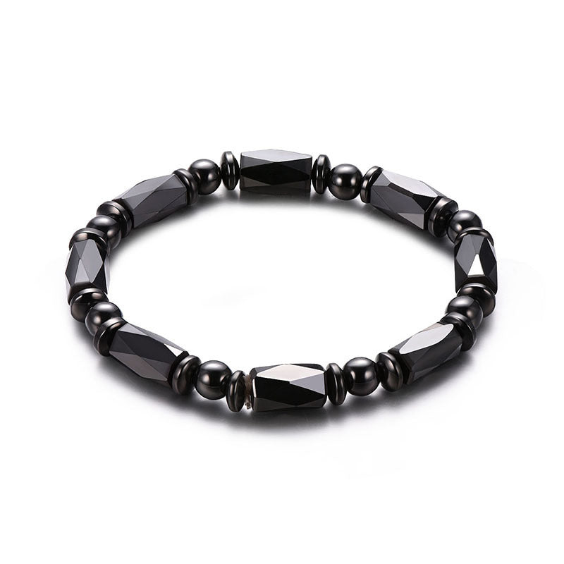 Geometric Hematite Bracelet For Men Black Stone Jewelry