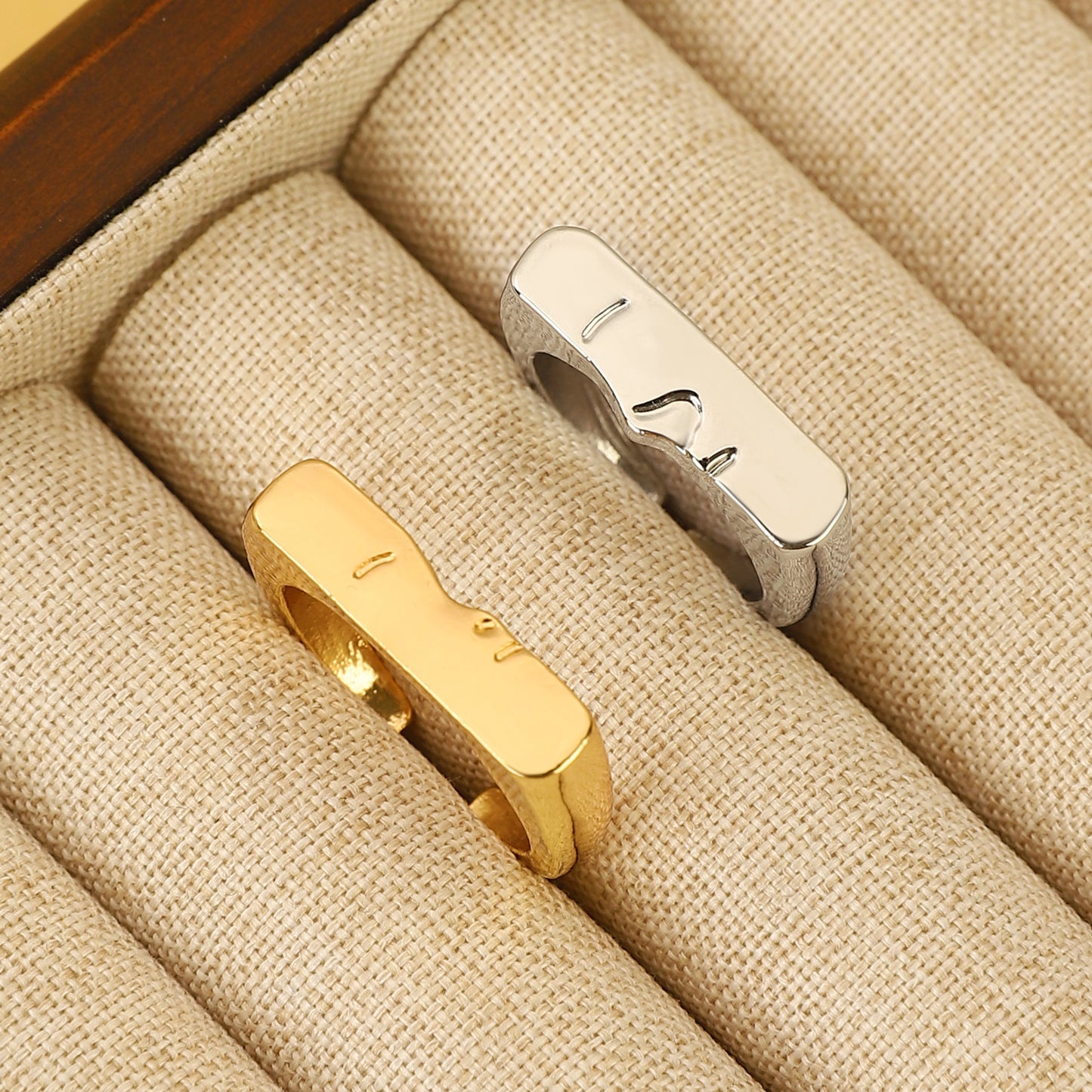 Open Mouth Face Ring Set Womens Expression Alloy Rings