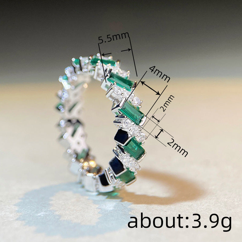 Women Geometric Zircon Ring Inlaid White Gold Copper Fashion Jewelry Sizes 6 7 8 9 10 Elegant Everyday Jewelry