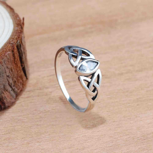 Vintage 925 Sterling Silver Ring With Cubic Zirconia Inlay Geometry Design For Women Jewelry Gift For Weddings