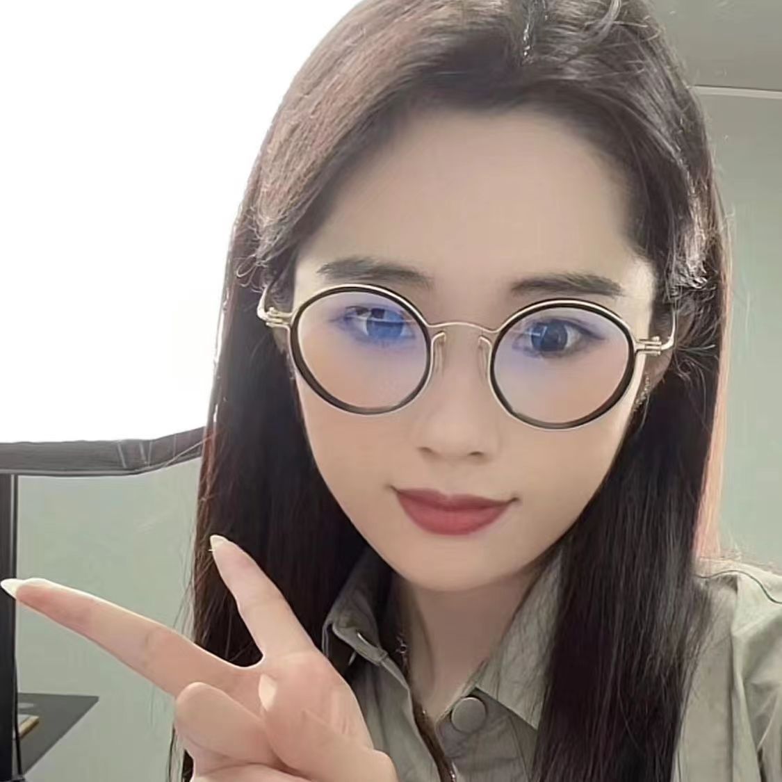 Adults Reading Glasses Round Frame Anti Blue Light Metal PC Frame Retro Eyewear Patterned Lens Readers