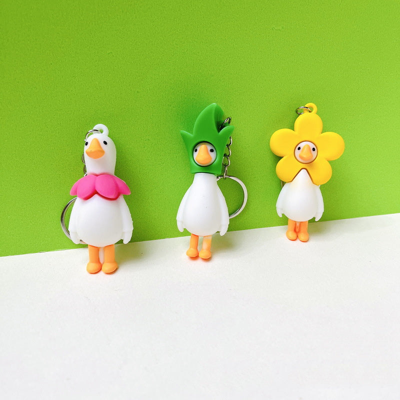 Cartoon Goose Keychain Bag Pendant Eco Friendly Soft Rubber Modern Art Novelty Toy Accessory For Style For You