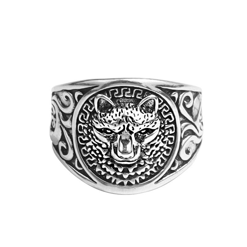 Geometric Silver Plated Open Ring Cheetah Adjustable Retro
