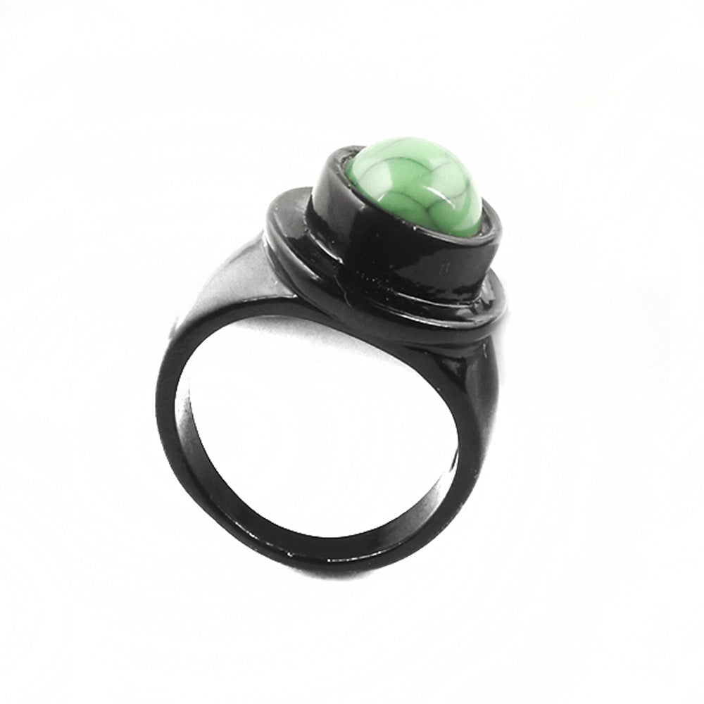 Womens Alloy Ring Trendy Fashion Jewelry Simple Geometric Ring Green Casual Everyday Wear Ring Modern Accessory