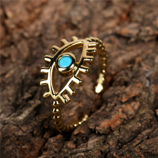 Womens Copper Devil Eye Ring Adjustable Geometric Jewelry