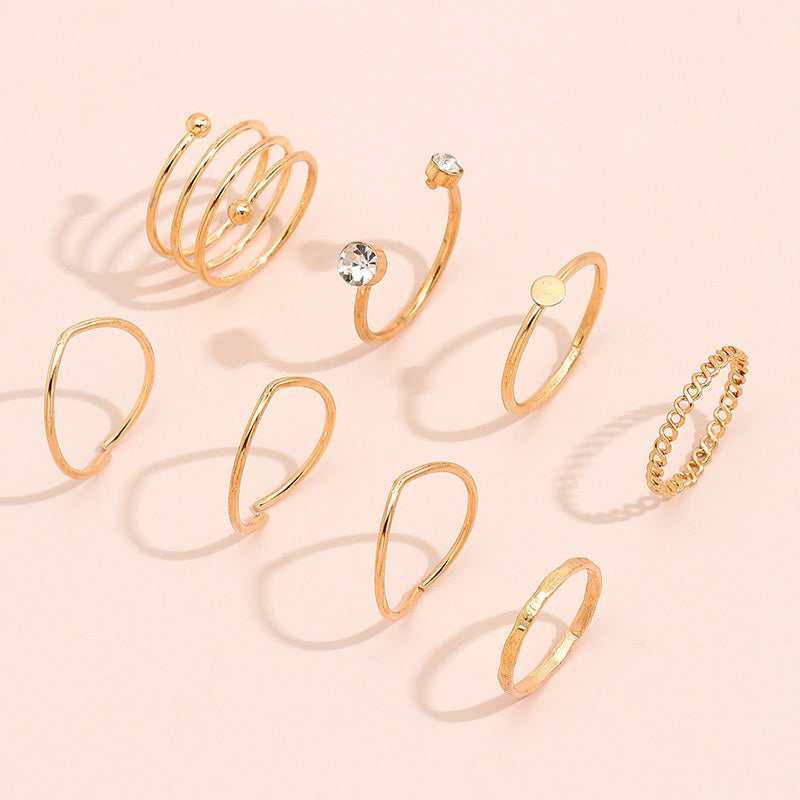 Womens Geometric Ring Set Trendy Joint Rings European American Fashion Zinc Jewelry Gift For Daily Wear Deals