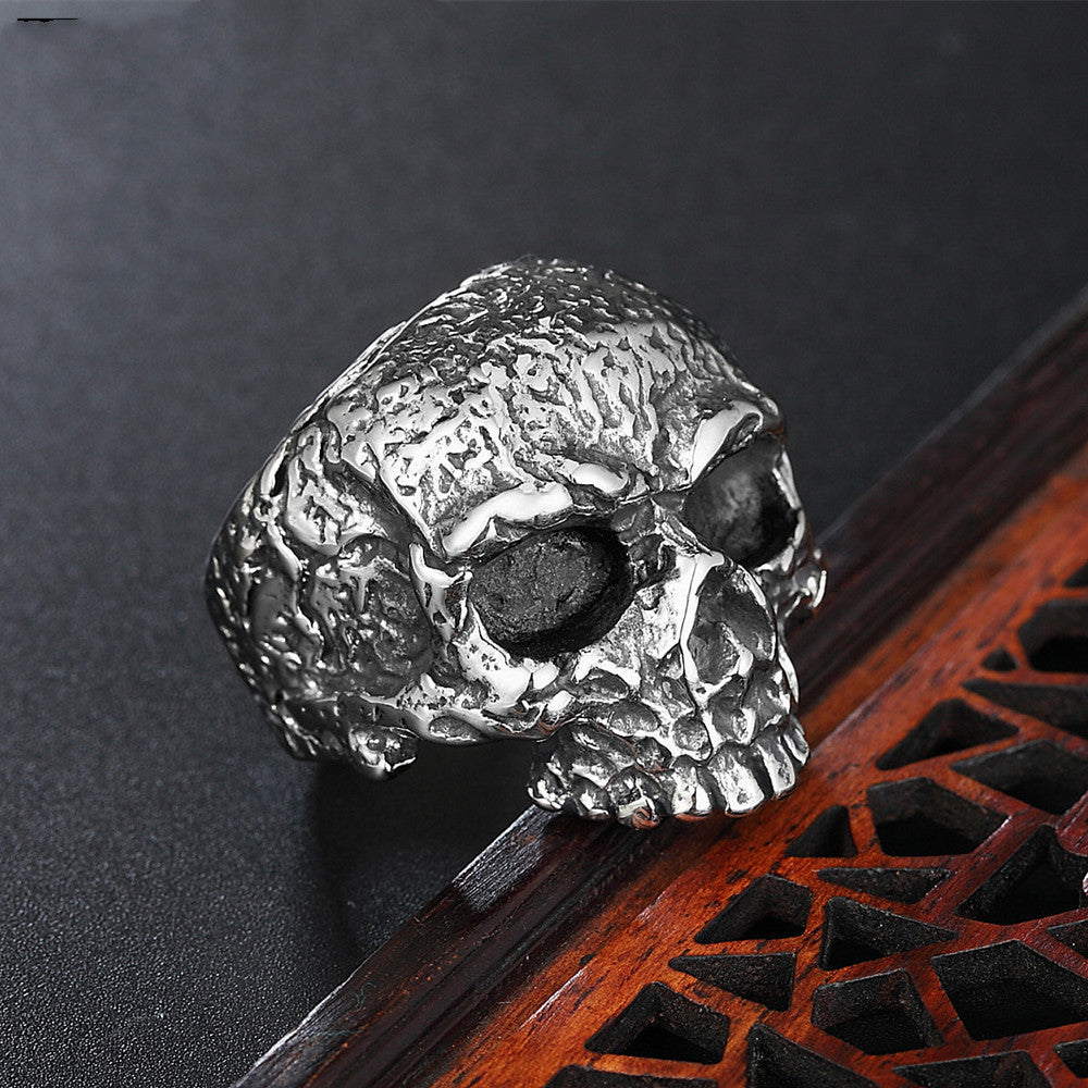 Titanium Skull Ring For Men Retro Style Europe And America Inspired Biker Jewelry Gift For Him Gift For Halloween Fans