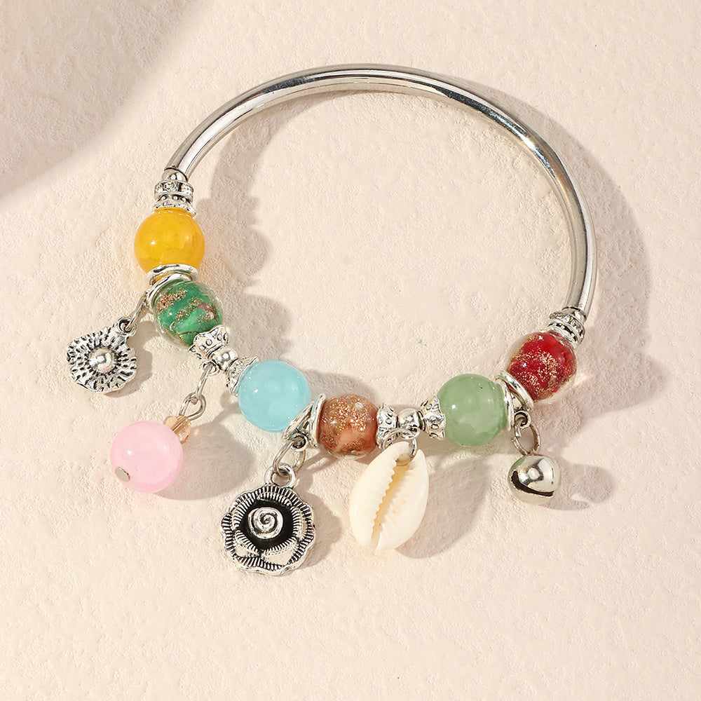 Womens Bracelet Set Fashion Copper Iron Glass Beads Cracked Stone Electroplated European American Jewelry Trend