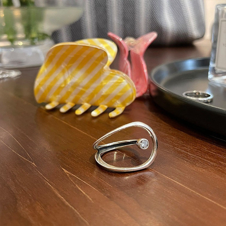 Open Ring For Women Elegant Hollowed Out Design Copper Ring With 925 Sterling Silver Finish Fashion Accessory Jewelry