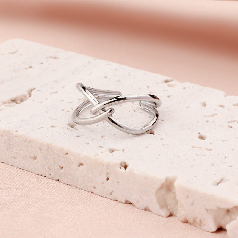 Titanium Steel Adjustable Openwork Ring Vintage Palace Style Geometric Ring For Women Fashion Jewelry Style Edition