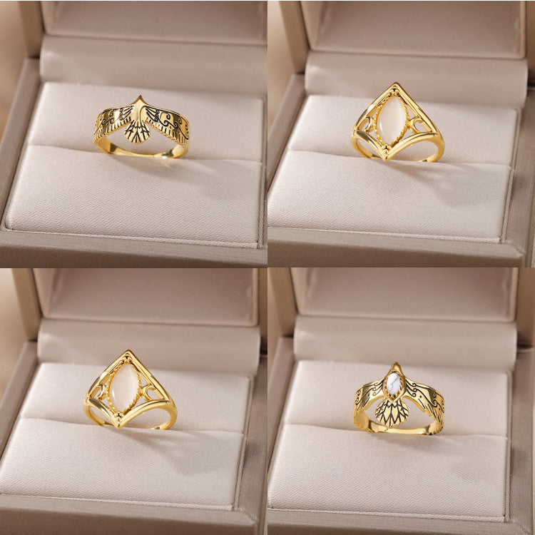 Unisex Copper Eagle Ring Electroplated Bird Zodiacal Designs With Inlaid Zircon European Design Statement Rings