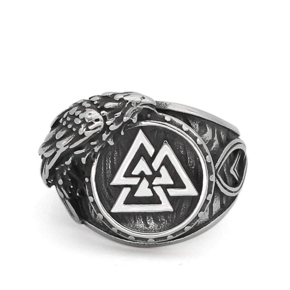 Men Viking Ring Stainless Steel Geometric Jewelry Antique Silver Durable Statement Ring For Everyday Wear Soon