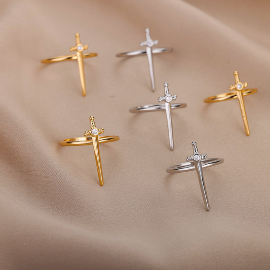 Gold Cross Ring Zircon Inlaid Copper Ring Hip Hop Fashion Jewelry For Women And Girls Party For Party Or Daily