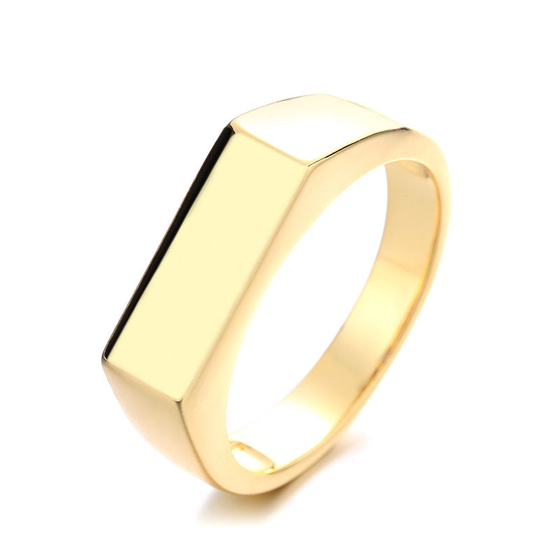 Geometric Brass Ring With Rectangular Band And Smooth Curved Design For Women Fashion Jewelry Birthday Gift Now