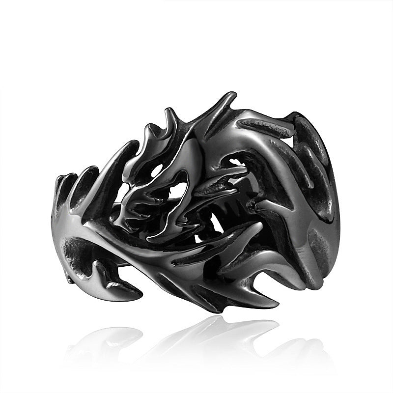 Trendy Dragon Shaped Open Ring Stainless Steel Titanium For Men Ornament Jewelry Black Gold Color Jewelry Gift