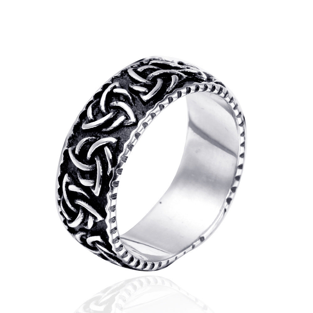 Mens Titanium Ring Geometric Design Polished Jewelry