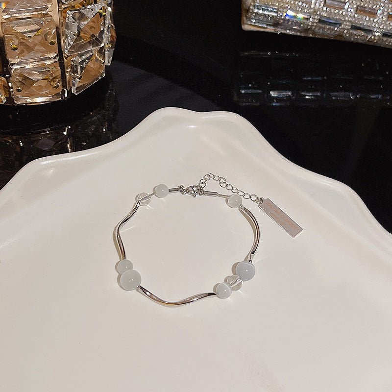 Womens Copper Bracelet With Zircon Flower Pearl Elegant Electroplated Bracelet Affordable Jewelry Gift For Her