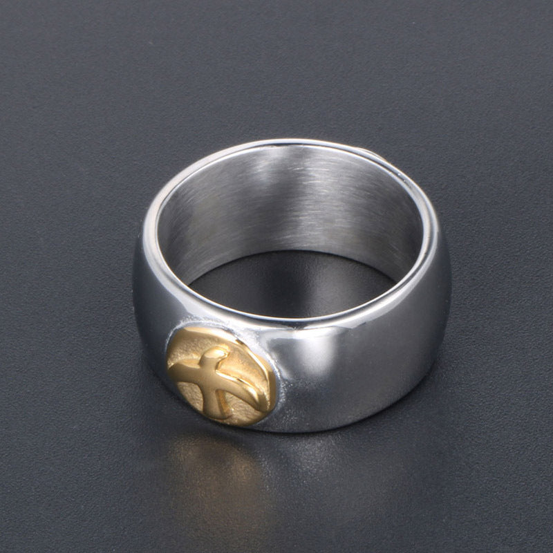 Unisex Titanium Steel Wide Face Gold Bird Ring For Men Women Fashion Jewelry Band Gift Statement Ring With Modern Style